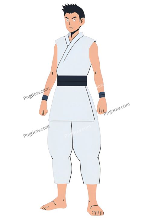 A cartoon character in white clothes standing