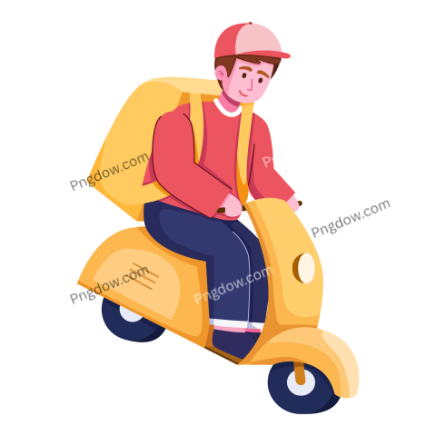 Courier ride scooter to deliver packages to customers cartoon illustration