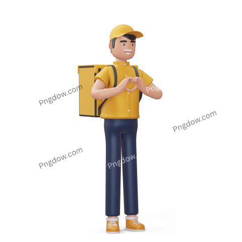 Delivery Man Doing a Heart Shape with Hands