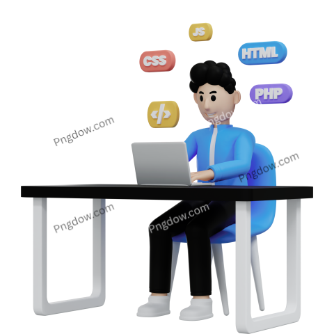 Free Vector transparent background, man programming 3d