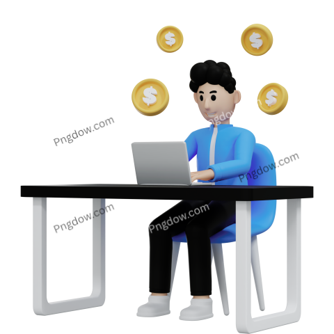 Free Vector transparent background, man working using laptop 3d (7)