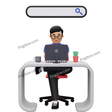 Free Vector transparent background, 3d business man working on laptop (1)