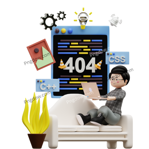 Free Vector transparent background, 3d Web developer working on project illustration (10)