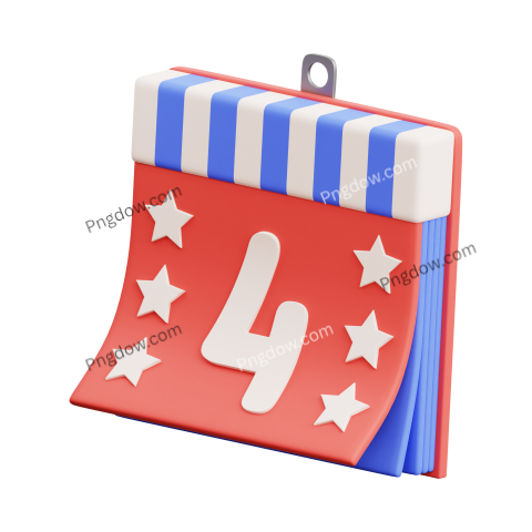 3D 4th Independence Day Calendar, transparent background