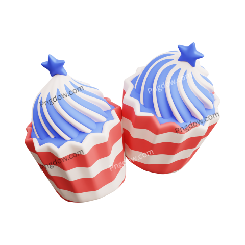 3D Independence Day Cupcakes transparent background