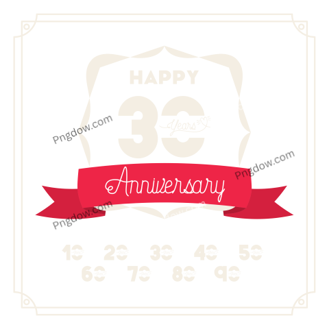 Happy Anniversary Card with Decades, transparent background for free, (2)