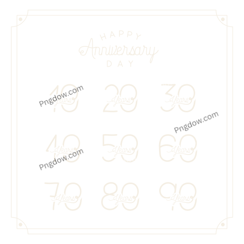 Happy Anniversary Card with Decades, transparent background for free, (9)