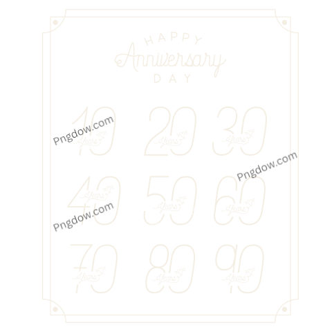 Happy Anniversary Card with Decades, transparent background for free, (15)