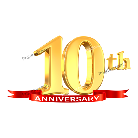 10th Year Anniversary Golden, transparent background for free,