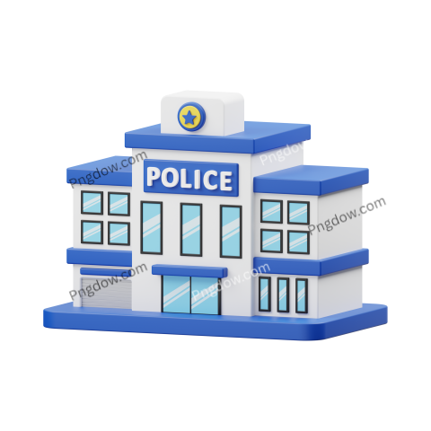 Police Office Building 3D Icon transparent Background for free