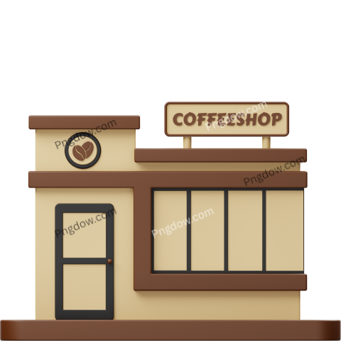 Coffee Shop Building 3D Icon, transparent Background for free