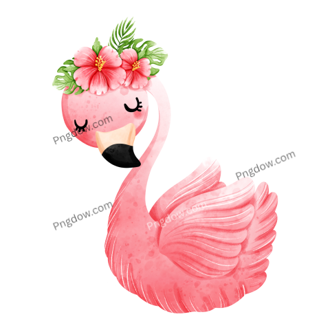 Pink flamingo, transparent background for Free