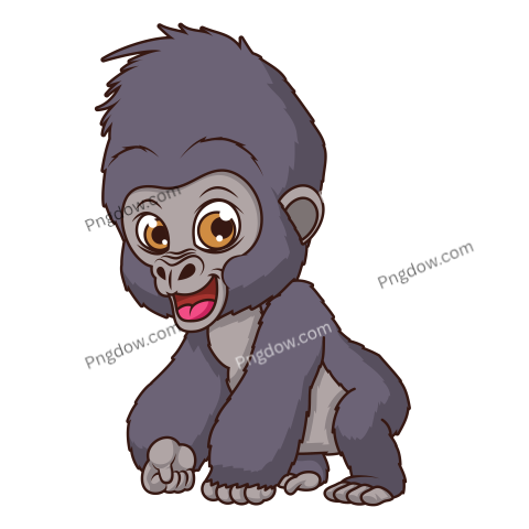 Cute Gorilla Comic Cartoon Character transparent background image for Free
