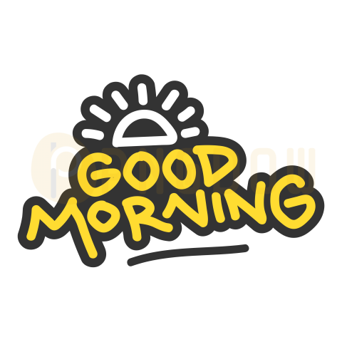 Good Morning Sticker Badge text, transparent background for Free