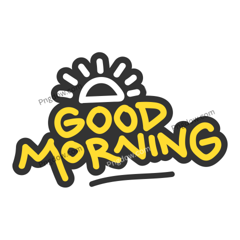 Good Morning Sticker Badge text, transparent background for Free