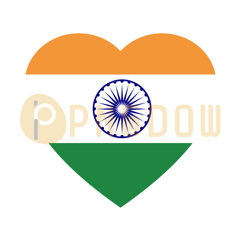 Indian Independence Day Heart Flag, transparent background