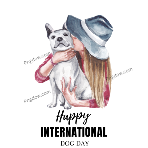 international dog day, Girl and Dog Watercolor