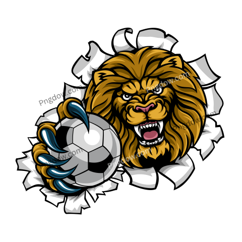 Lion Holding Soccer Ball, transparent Background free