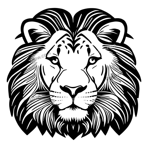 Black and white silhouettes of a Lion, transparent Background free vector