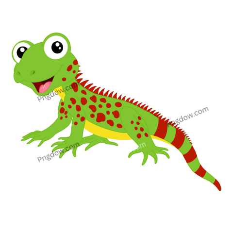 Cute Iguana Cartoon Illustration, Png for free