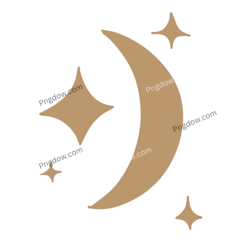 Abstract Crescent Moon with Stars