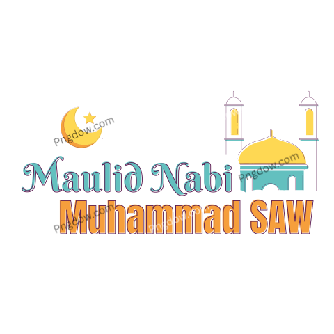 Maulid Nabi Muhammad Typhograph vector , transparent background