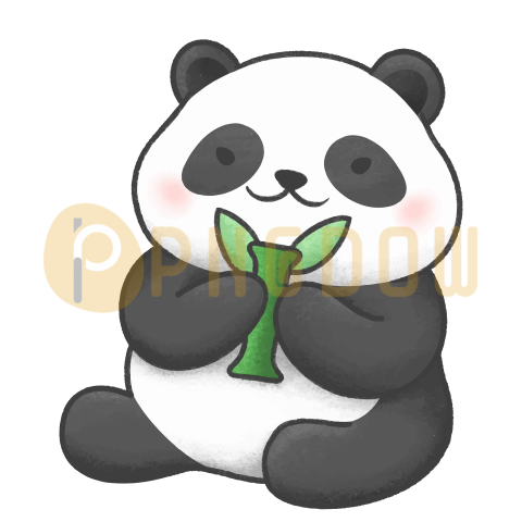 Cartoon Panda Bear Holding Bamboo Illustration