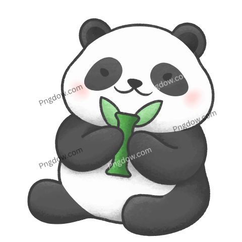 Cartoon Panda Bear Holding Bamboo Illustration