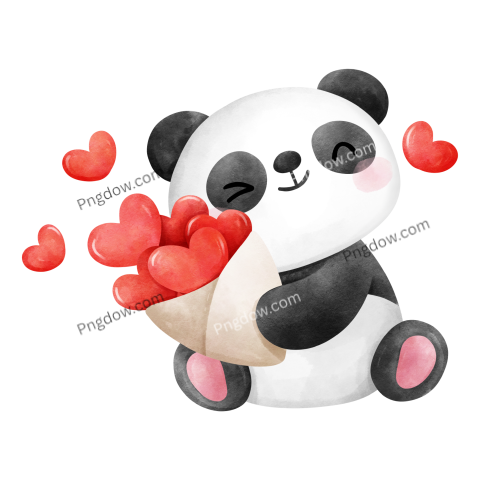 Baby panda valentine transparent background