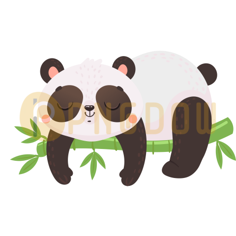 Cartoon Panda Kids  Little Pandas, Funny Animals with Bamboo and Cute Sleeping Panda Bear Vector Illustration Set