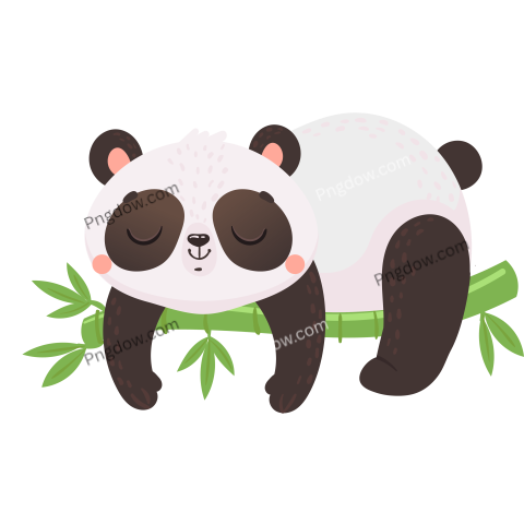 Cartoon Panda Kids Little Pandas, Funny Animals with Bamboo and Cute Sleeping Panda Bear Vector Illustration Set