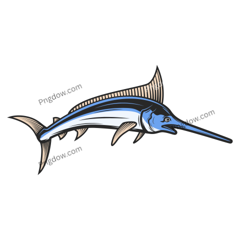 Swordfish Icon Isolated Long Toms Fish, Vector