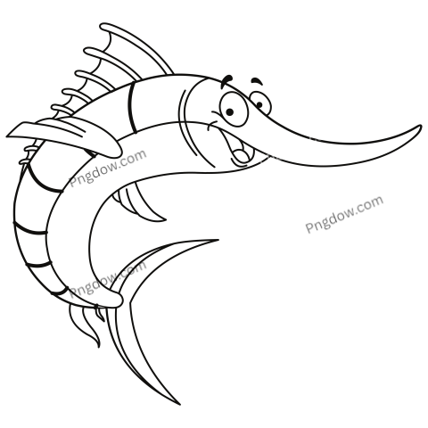 Outlined Swordfish transparent background