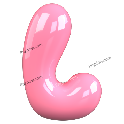 Pink 3D Bubble Gum Uppercase Letter L