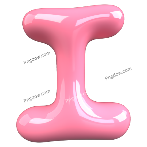 Pink 3D Bubble Gum Uppercase Letter I
