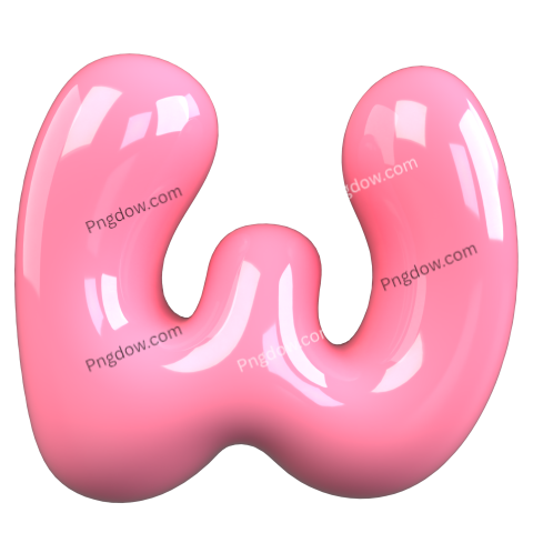 Pink 3D Bubble Gum Uppercase Letter W