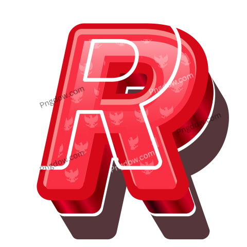 3D Red Bold Indonesia Letter R