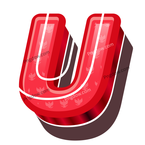 3D Red Bold Indonesia Letter U