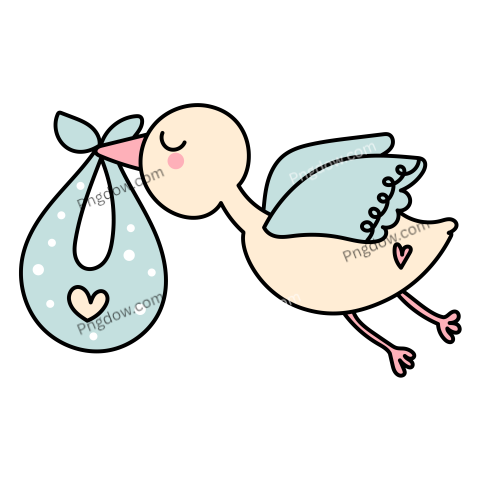 Stork and Baby Doodle Illustration