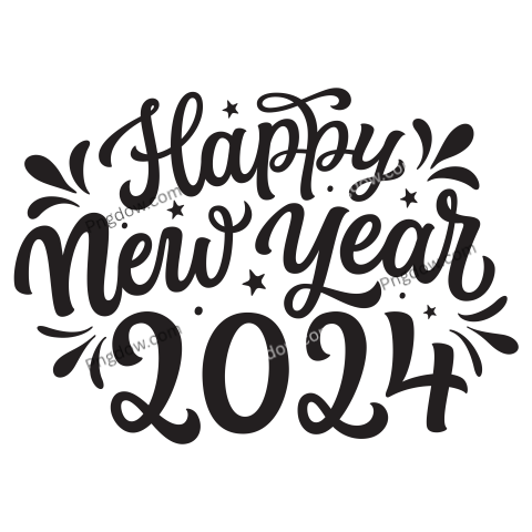 Happy new year 2024, hand lettering text