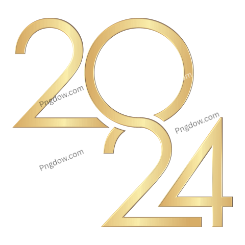 New year 2024 modern design style 3D typography of 2024 logo PNG with Transparent Background for free