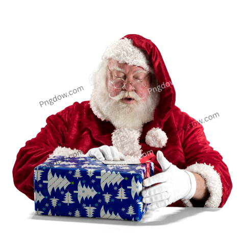 Santa Claus with Present transparent background