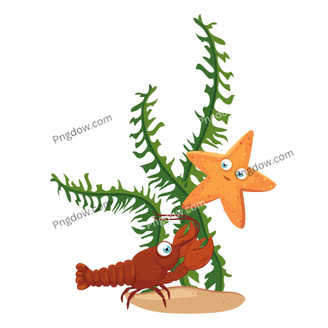 Swimming Lobster and Starfish