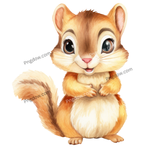 Cute Squirrel Watercolor Illustration