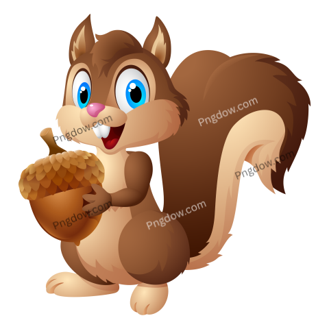 Carton Squirrel Holding Acorn