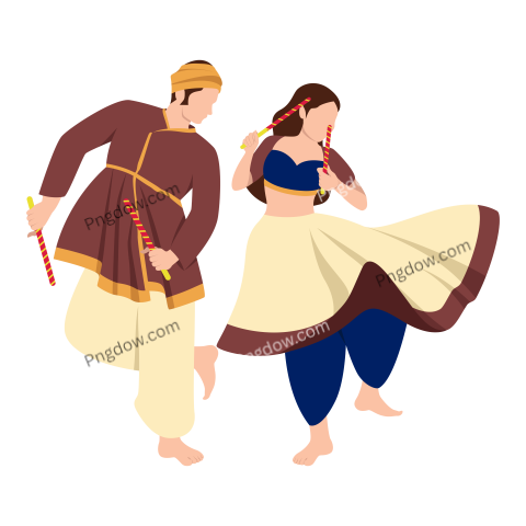 Dandiya Navratri Couple Traditional Dance Festival, Png transparent background