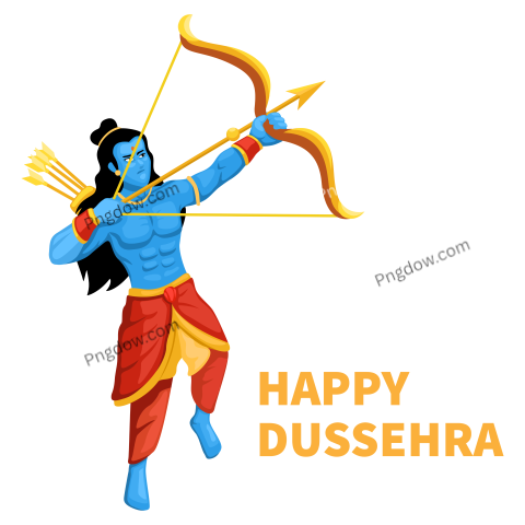 Happy Dussehra with Lord Rama archer figure character illustration