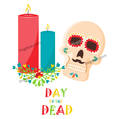 Day of the Dead Poster, Mexican Dia De Los Muertos Sugar Skull Holiday Vector Illustration transparent