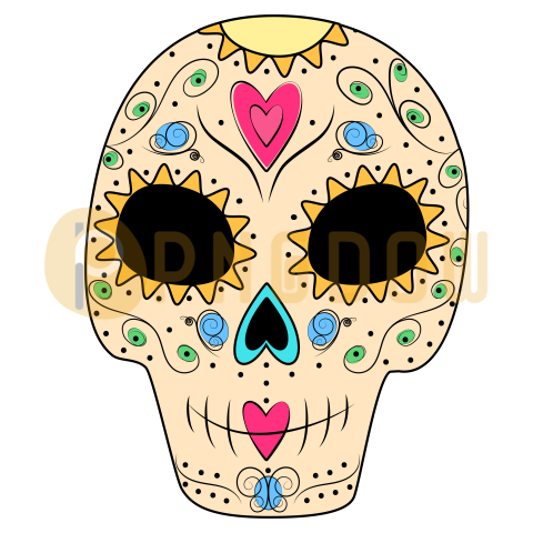 Day of the Dead  Dia de los muertos  Mexico  Sugar Skull on a transparent background Sticker  Icon