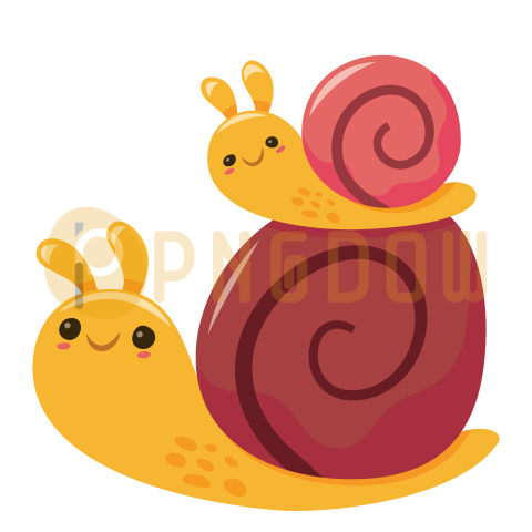 Cartoon Cute Mom Snail and Kid Snail